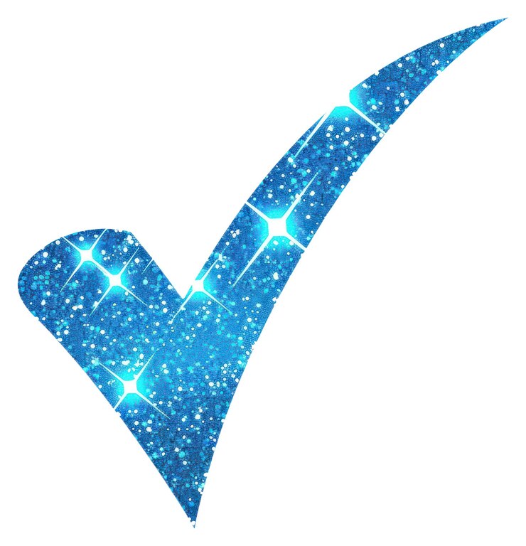 Photo png check mark icon glitter shape blue