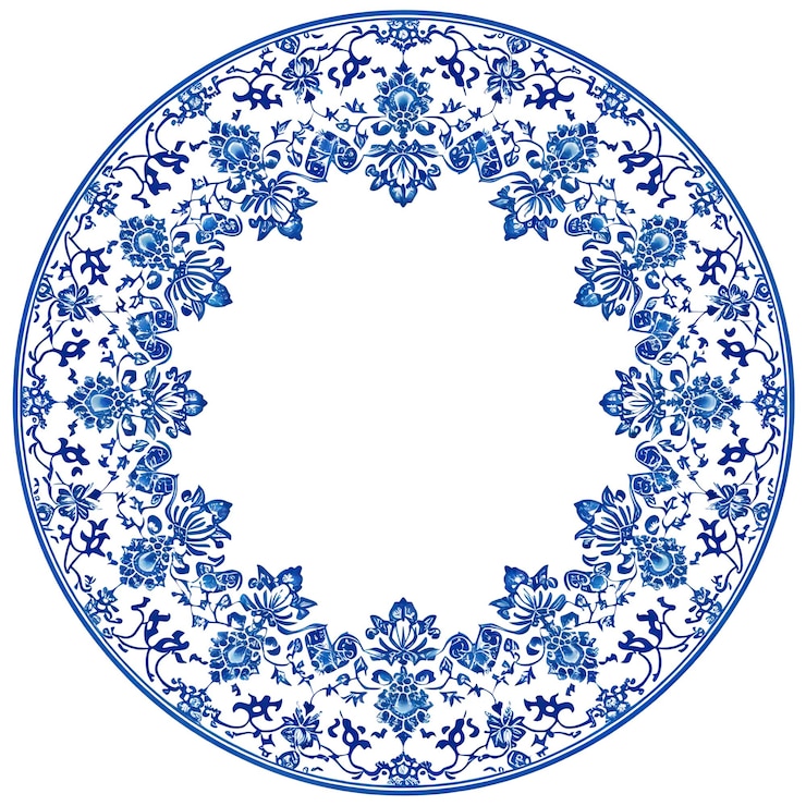 Photo png circle frame of islamic pattern porcelain plate dishware