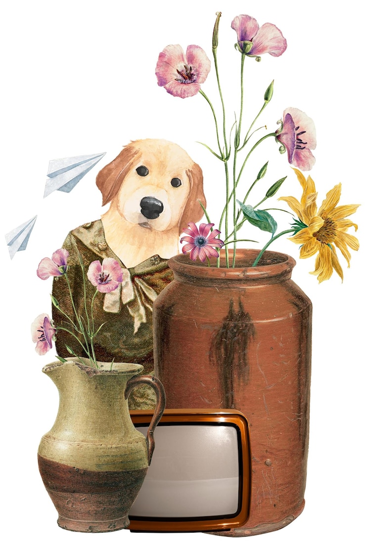 Photo png collage dog sticker printable vintage scrapbook collage paper cutout and digital planner element