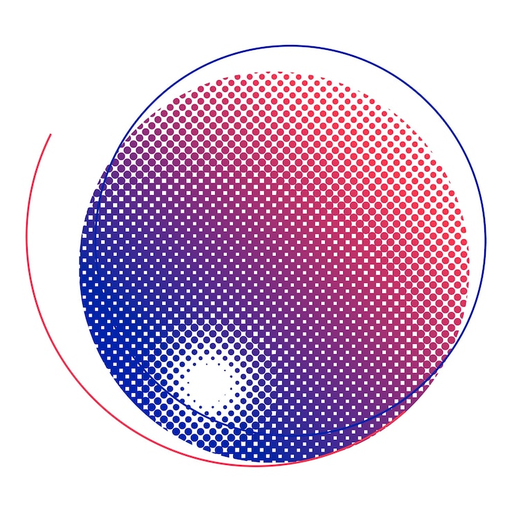 Photo png colorful halftone abstract circle element transparent background