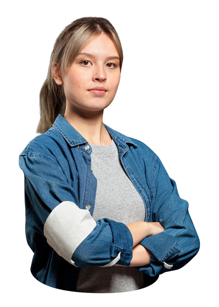 Photo png自信のある若い女の子のステッカー 透明な背景