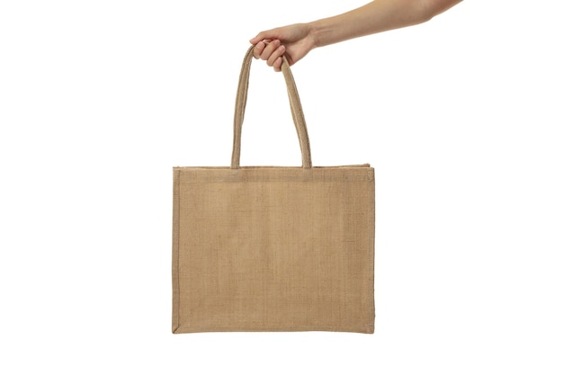 Photo png cotton shopping bag in hand isolated on white background