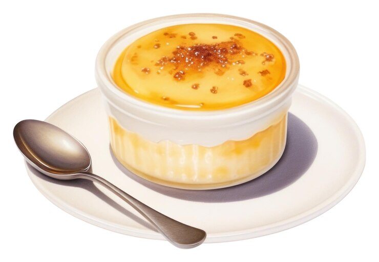 Foto png creme brulee dessert koffieblaadje