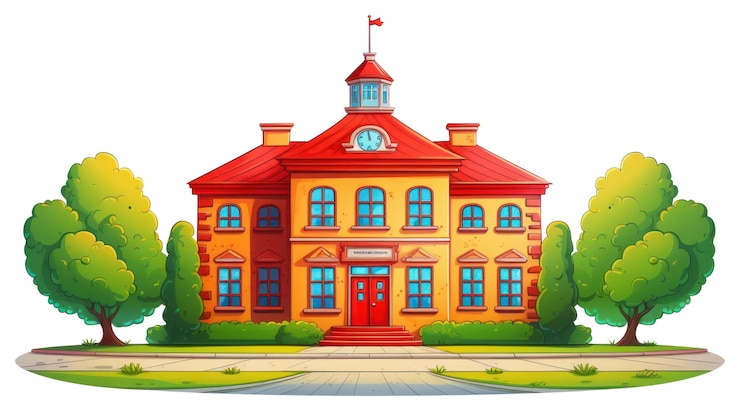Photo png cute school png architecture building cartoon