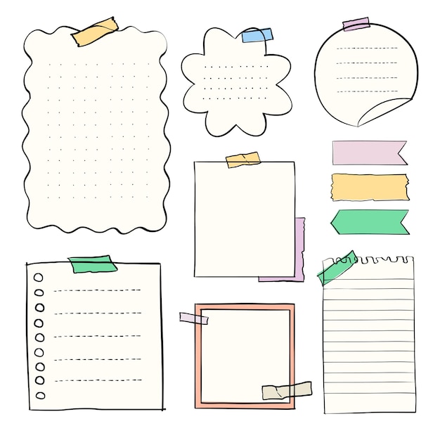 Png digitale stickers pastel set in handgetekende stijl