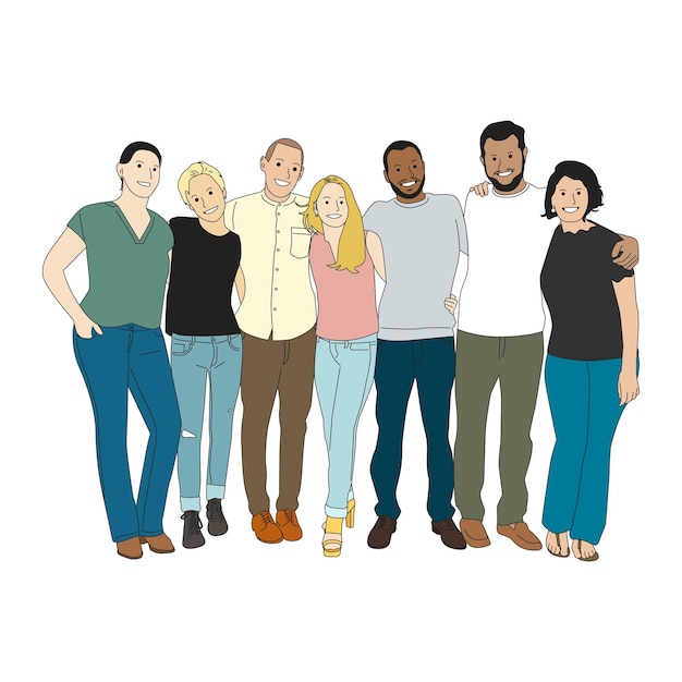 Png diverse groep mensen illustratie doorzichtige achtergrond