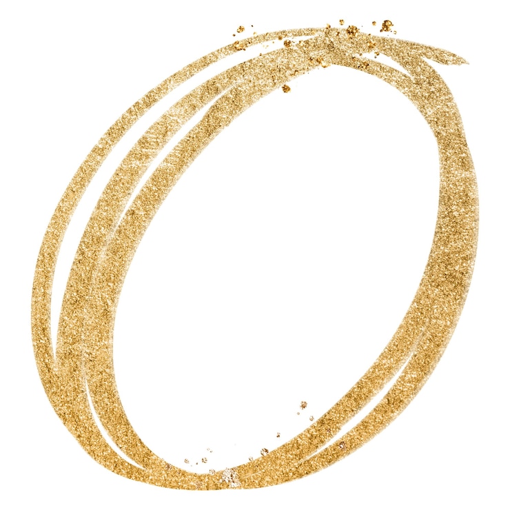 Foto png doodle highlight ronde badge sticker in gouden toon