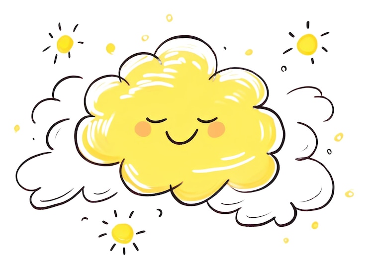 Photo png doodle illustration sun blowing cloud cartoon pattern creativity
