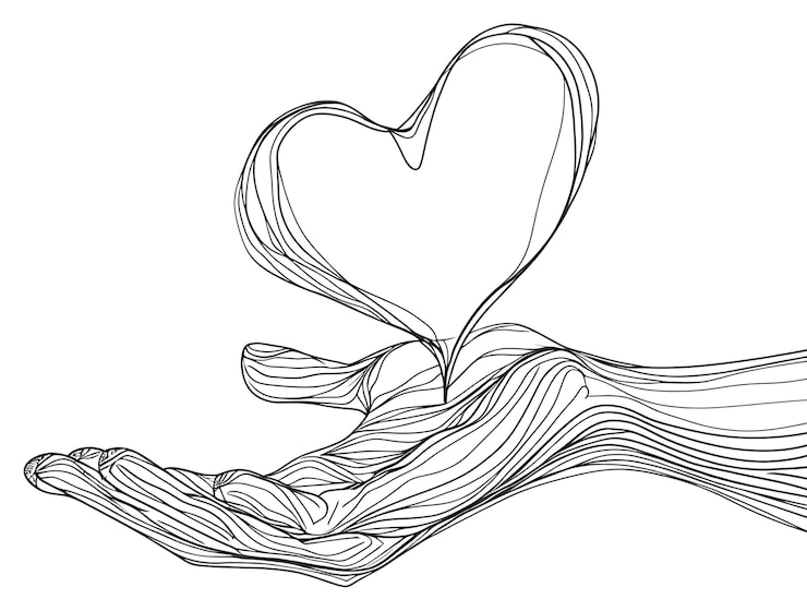 Foto png doorlopende lijn tekening hart hand schets geïllustreerd creativiteit