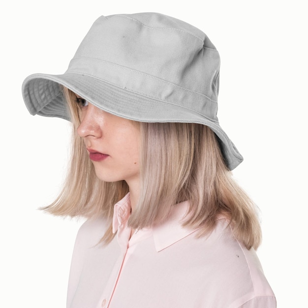 Png doorzichtige emmer hoed mockup straat mode shoot