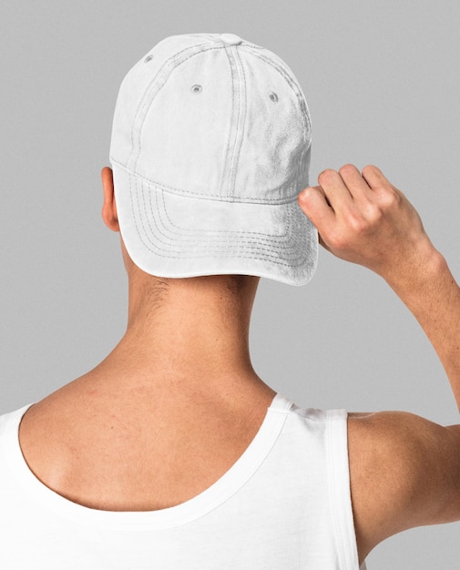 Png doorzichtige pet mockup voor straat kleding schieten achteruitzicht