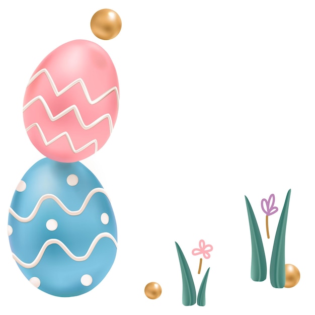 png easter eggs 3d border colorful pastel on transparent background for greeting card