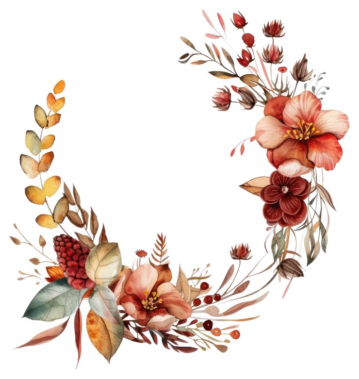 Photo png elegant autumn floral wreath illustration