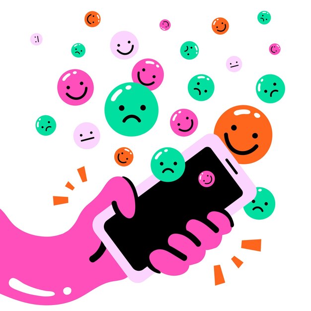 png emotional effects of social media graphic in funky style