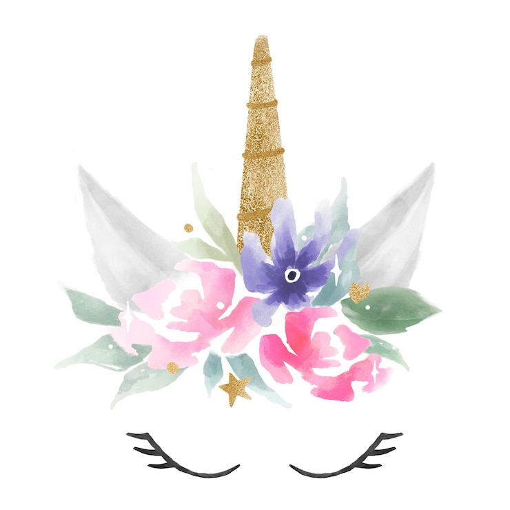Foto png esthetische eenhoorn kop sticker waterverf ontwerp op doorzichtige achtergrond