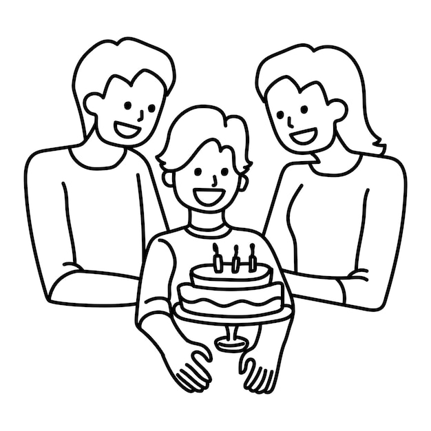 Png 가족이 아들의 생일을 축하하고 있습니다. 투명한 배경으로 어보세요.