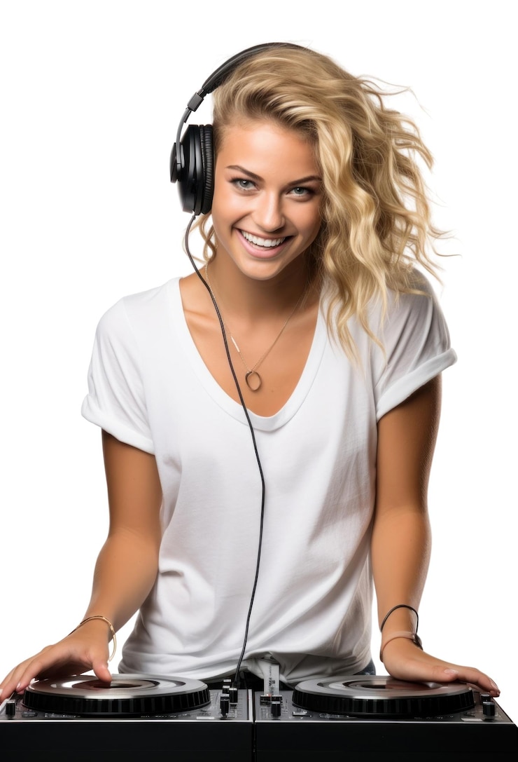 Photo png female djs headphones headset smiling