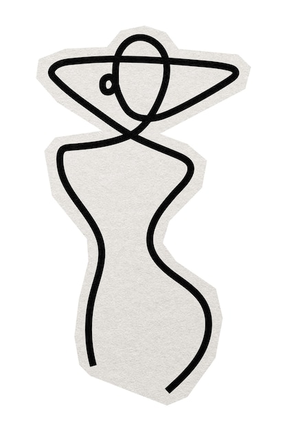 색 경계와 투명한 배경으로 PNG 여성 라인 아트 스티커