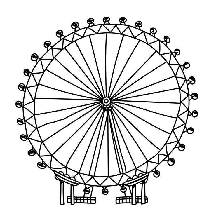 Photo png ferris wheel amusement park doodle illustration transparent background