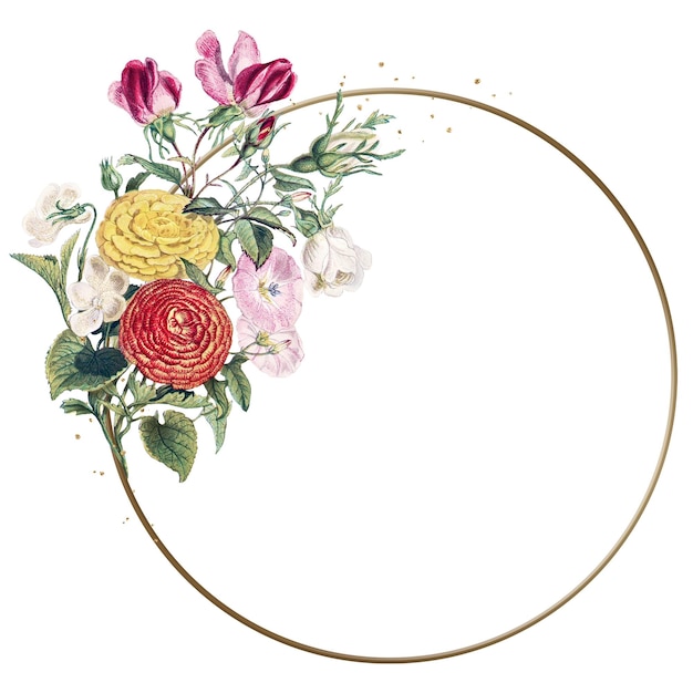 png flower frame in gold