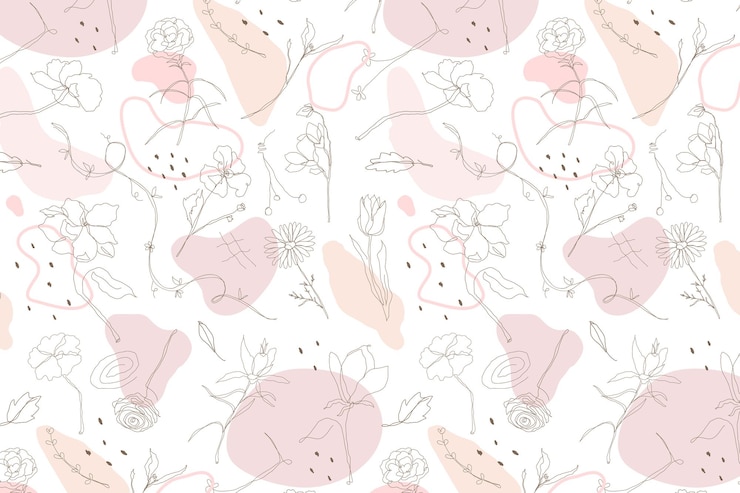 Photo png flower pattern background transparent monoline art with pink memphis design