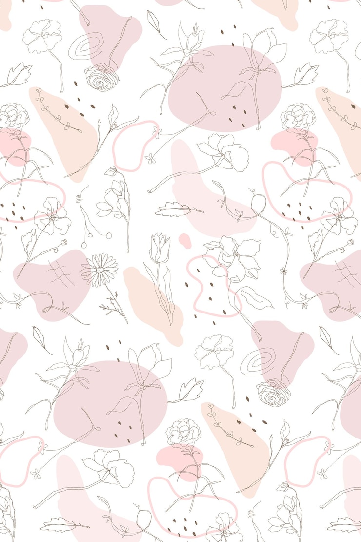 Photo png flower pattern background transparent monoline art with pink memphis design