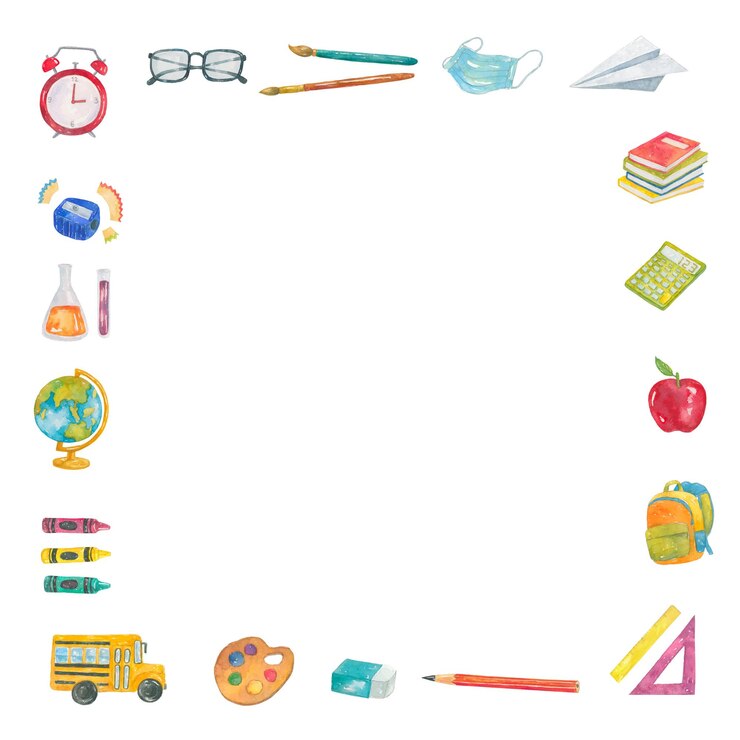 Foto png frame in waterverf terug naar school thema