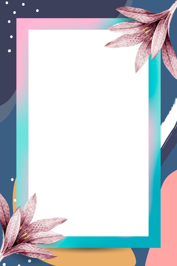 Photo png frame rectangle memphis pattern with transparent background
