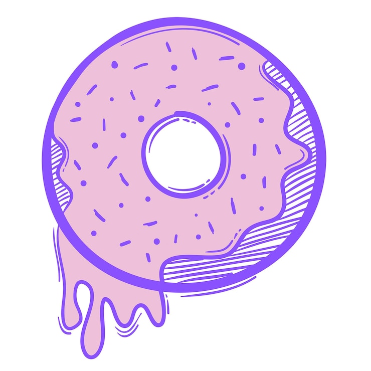 Photo png frosted donut cartoon doodle hand drawn sticker