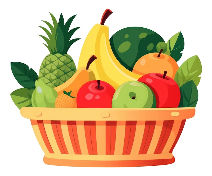 Photo png fruit basket pineapple banana plant