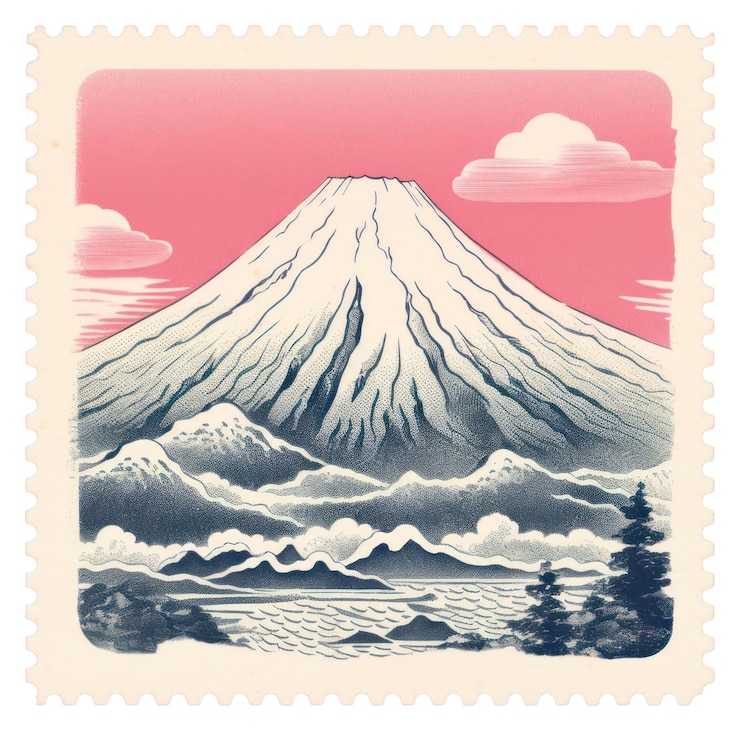Photo ピンクのピンクのリゾグラフスタイルの山の富士山