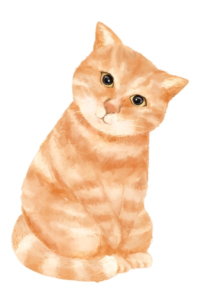 透明な背景のPNGジンジャーキャット水彩画要素
