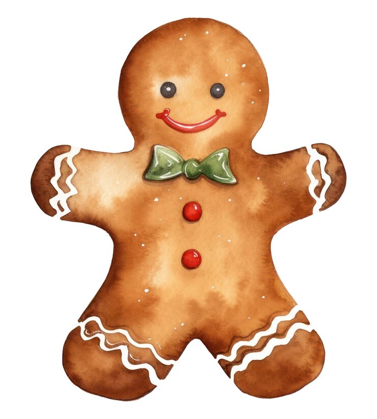 Photo png gingerbread man christmas watercolor element transparent background
