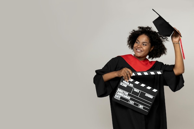 PNG A girl in a graduation dress isolated on white background