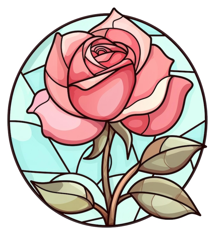 Photo png ガラスのバラの花の植物のステンドグラス