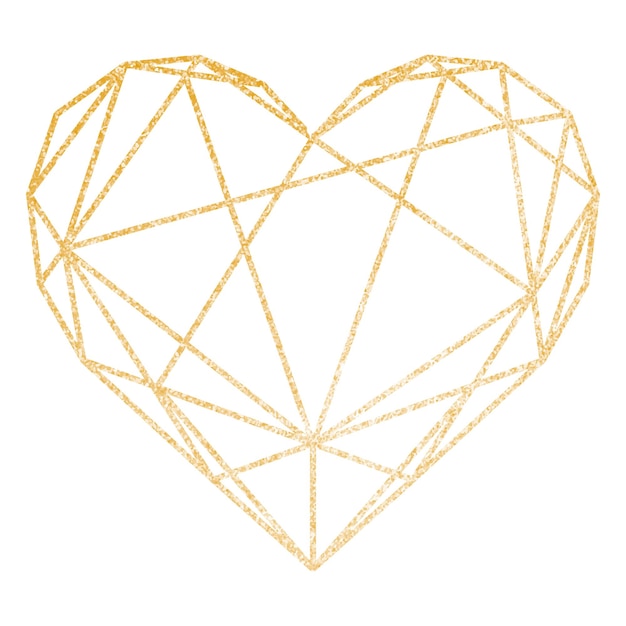 png glittery geometric outline heart design element transparent background