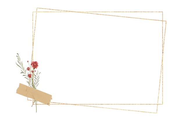 PNG 금색 프레임 스티커 미학적 디자인 투명한 배경