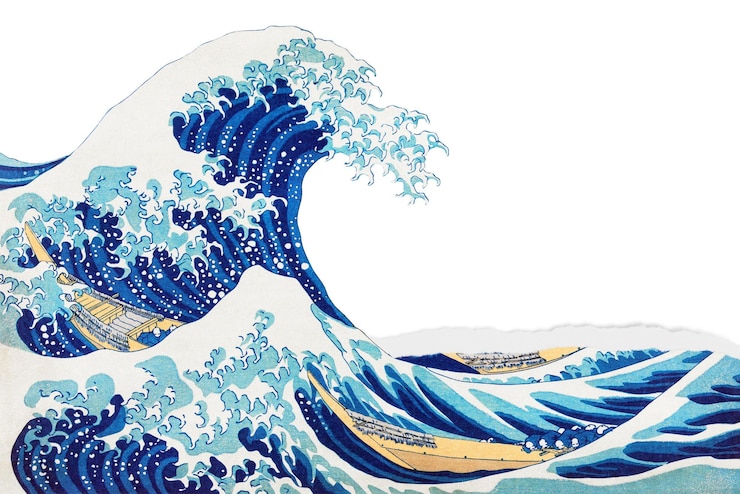 Photo png the great wave border ripped paper texture collage element transparent background remixed by rawpixel