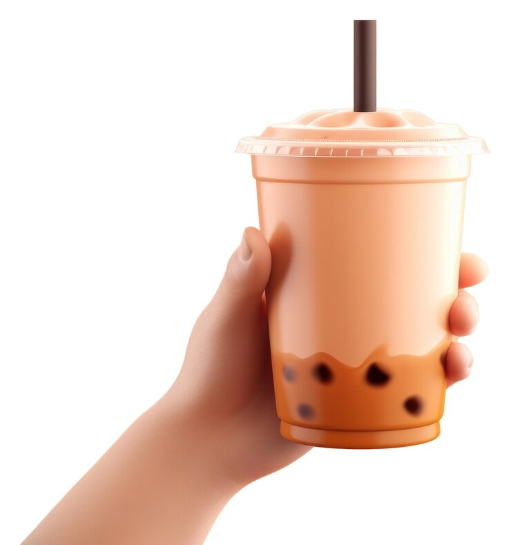 Photo png hand holding bubble tea drink cup refreshment