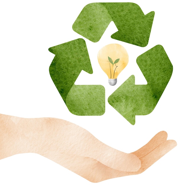 Png hand ondersteunend recycle idee ontwerp element
