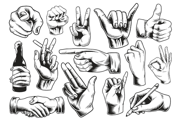 PNG handgebaren illustratie set transparante achtergrond