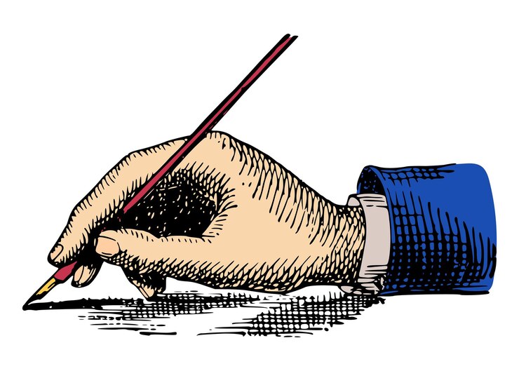 Foto png handhoudende pen sticker vintage zakelijke illustratie doorzichtige achtergrond