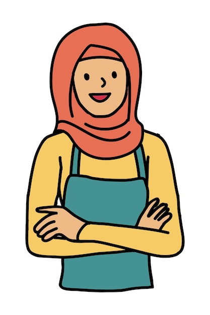 Png 透明な背景で描かれた幸せなイスラム教徒の女性