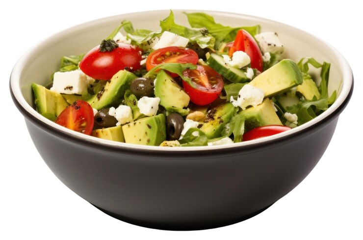 Photo png healthy green salad with avocado feta cheese and fresh vegetables fruit plate plant