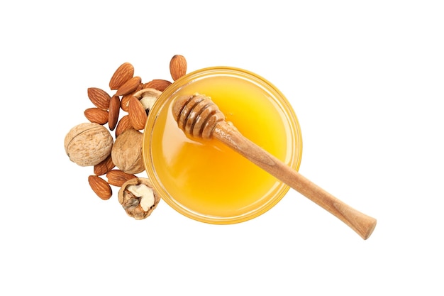 PNG honey with nuts isolated on white background