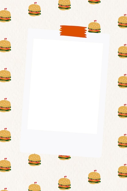 Png instant foto frame op burger patroon achtergrond