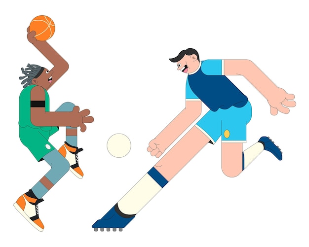 Png jonge personages die basketbal spelen sticker doorzichtige achtergrond