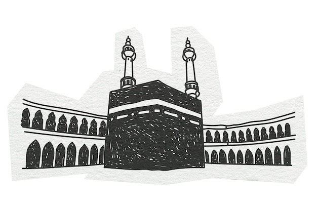 png kaaba mosque in saudi arabia line art illustration transparent background