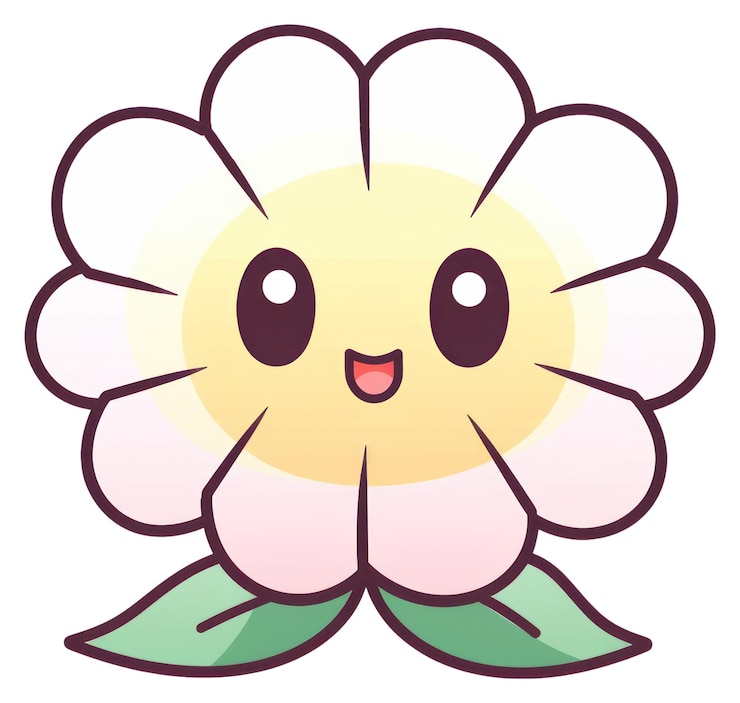Foto png kawaii daisy grote eenvoudige lijnen vector bloemen weergave creativiteit