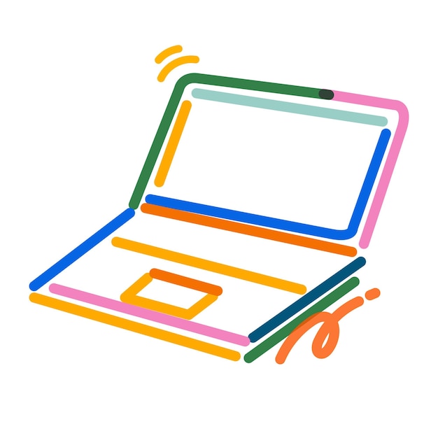 png laptop doodle line art transparent background